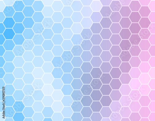 Hexagon mosaic background, abstract purple blue honeycomb icy vector design.
