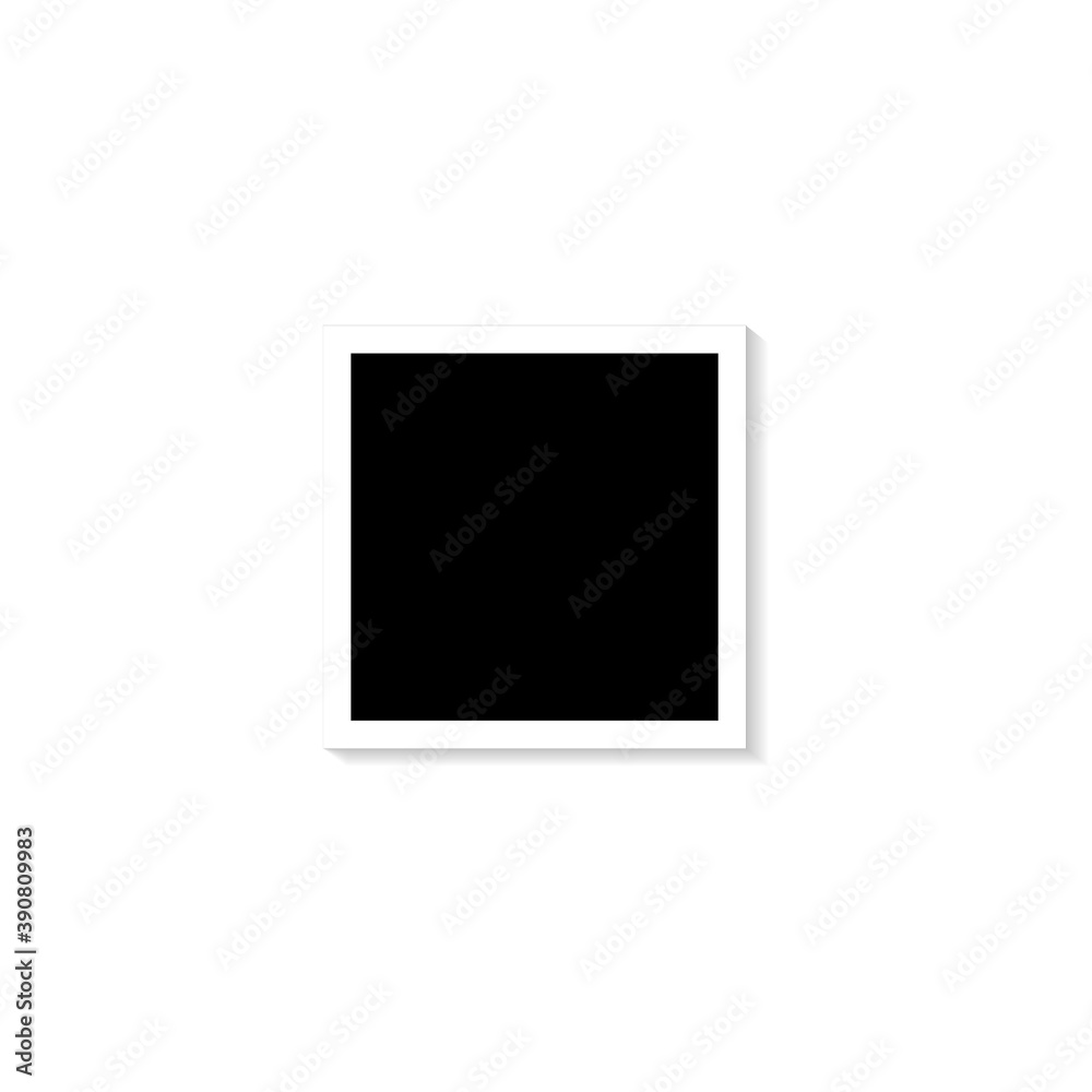 Photo frame on white background with shadow effect. Template, blank.