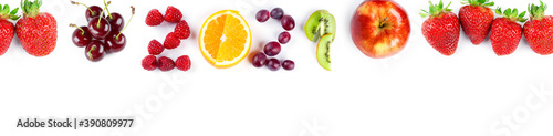 Fruits. New year 2021 made of fruits on the white background. Healthy food