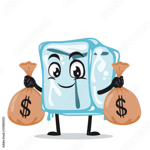 vector illustration of ice cube character of mascot