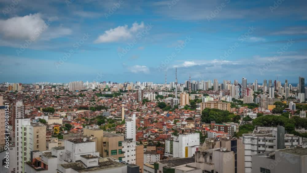 Salvador, Bahia, Brazil, time lapse view of Salvador da Bahia cityscape by day during summer. Salvador, Bahia, Brazil, time lapse view of Salvador da Bahia cityscape by day during summer.