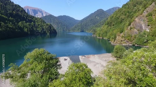 Mountain lake in Abkhazia. Lake Ritsa. Beautiful nature.  photo