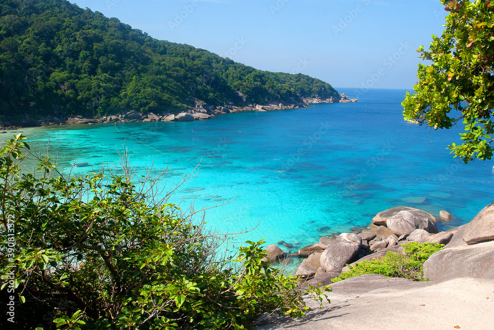 Similan Islands beach in the Andaman Sea, top view. Tourism, Asia, travel.
