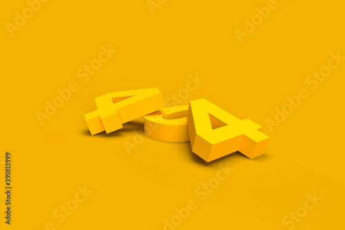 404 error page not found concept. Block letters on bright orange background. Internet protocol. Minimal Aesthetics.	