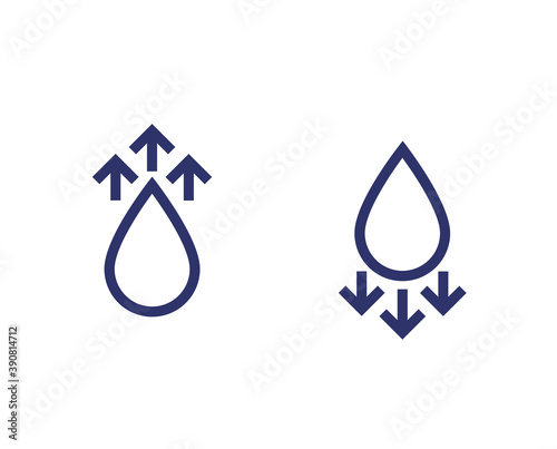 humidity level up or down vector icons