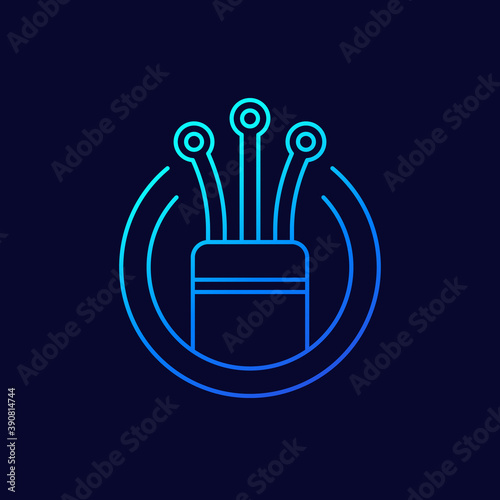 optical fiber icon, linear vector