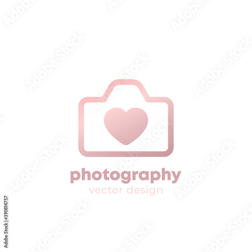 photography logo design with camera and heart