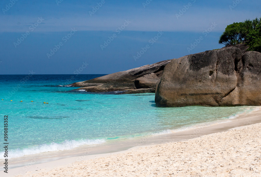 clear turquoise water on the beach on the Similan Islands in the Andaman Sea. Journey. Asia