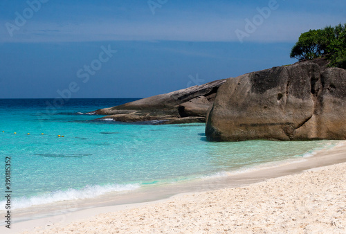 clear turquoise water on the beach on the Similan Islands in the Andaman Sea. Journey. Asia