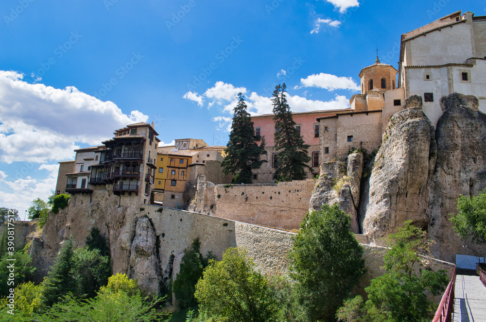 Slope of Canonigos street towards the hanging houses of Cuenca, Spain Slope of Canonigos street towards the hanging houses of Cuenca, Spain