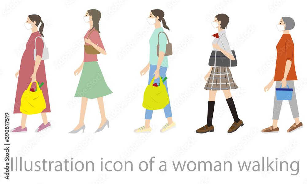 Illustration icoon of walking woman