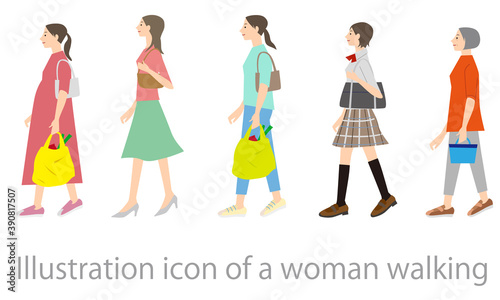 Illustration icoon of walking woman