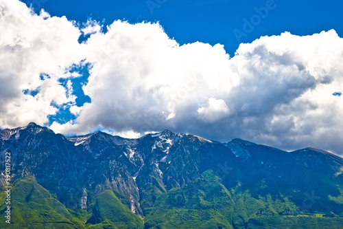 Monte Baldo mountain peaks above Garda lake view