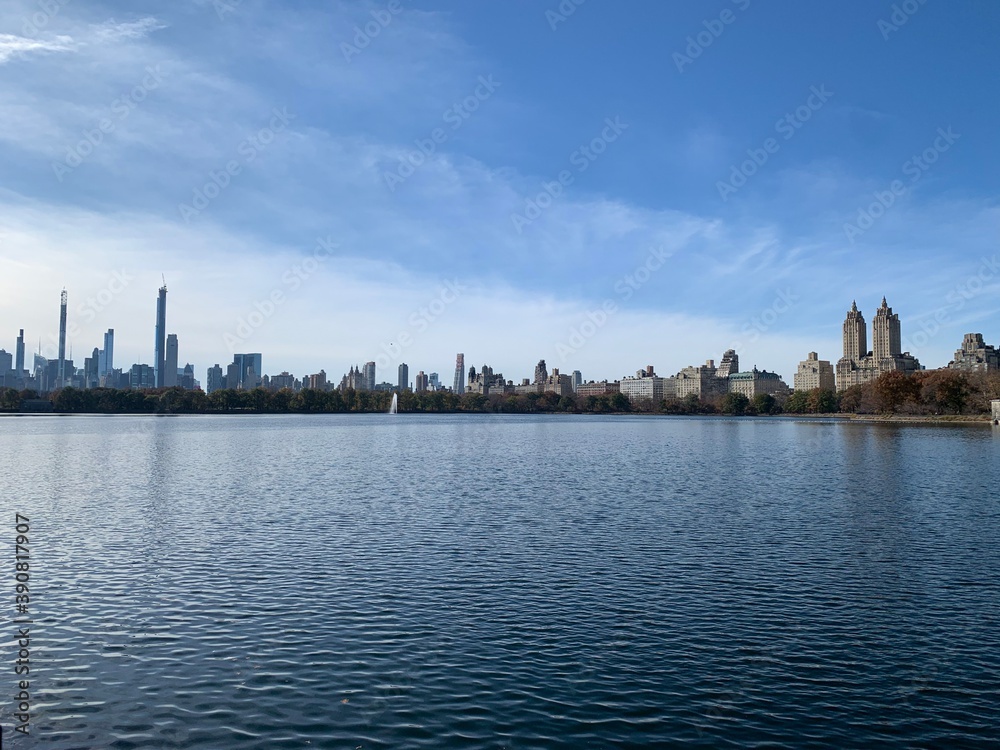 city skyline at sunset