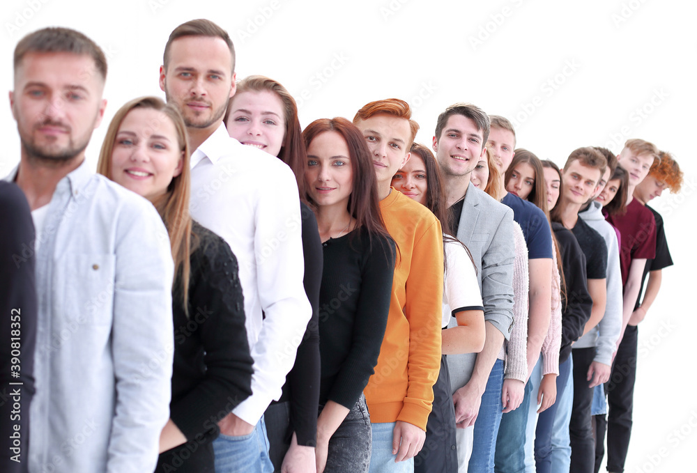 group of diverse young people standing in line group of diverse young people standing in line