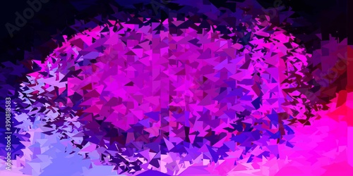Dark purple, pink vector abstract triangle background.
