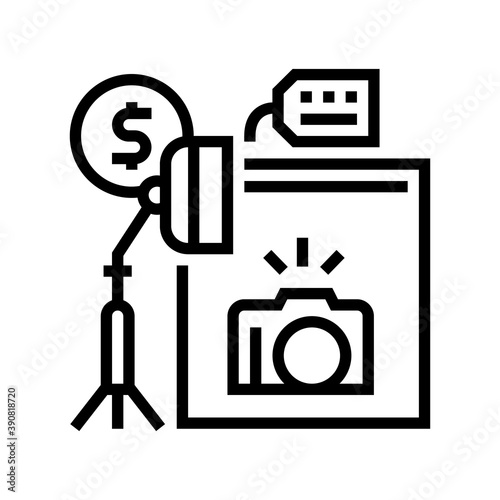 photo camera and studio rental line icon vector. photo camera and studio rental sign. isolated contour symbol black illustration