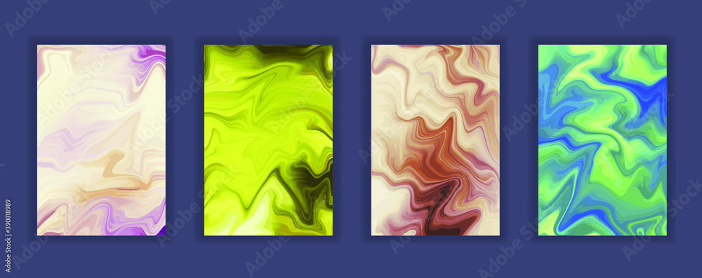 Set of Liquid color trendy texture. Abstract wave and splash effect 