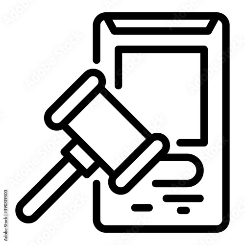 Online auction icon. Outline online auction vector icon for web design isolated on white background