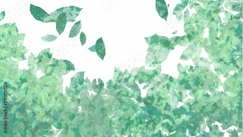 Green watercolor leaves background, vector..
