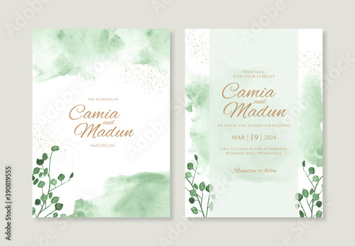 Beautiful wedding invitation template with watercolor background