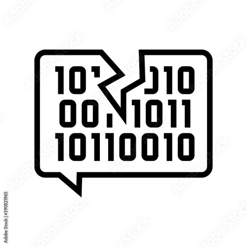 hacked password binary code line icon vector. hacked password binary code sign. isolated contour symbol black illustration
