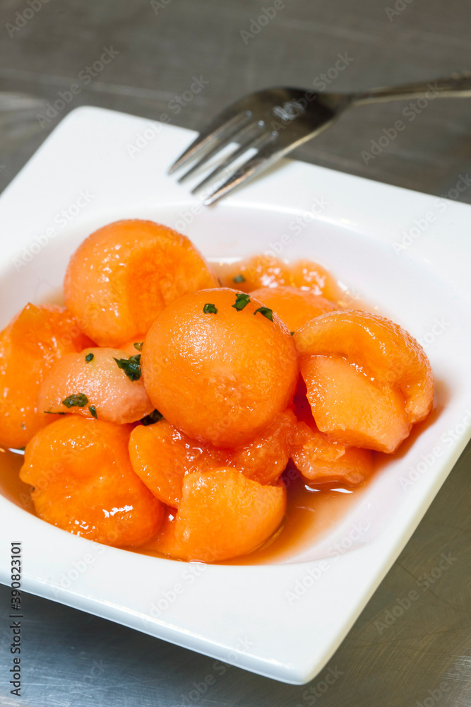 Melon beads with tarragon Melon beads with tarragon