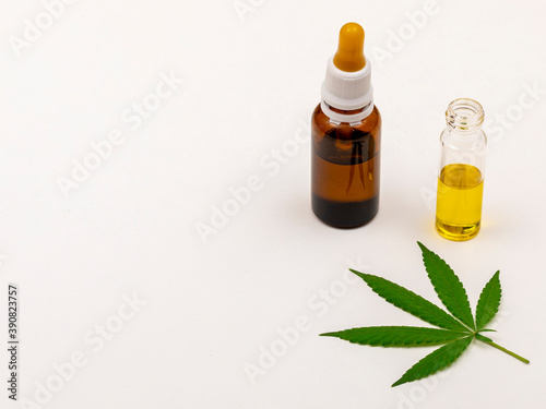 Cannabis  cannabis oil extracts in jars in white background