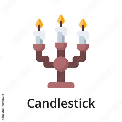 Candlestick flat vector illustration. Single object. Icon for design on white background