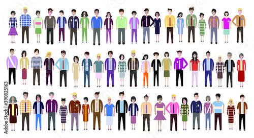 Set of full body diverse business people. Flat icons design white isolated. Vector graphic illustration. Man and woman, Different nationalities characters