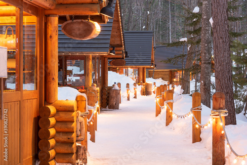Furano, Hokkaido, Japan winter cabins photo