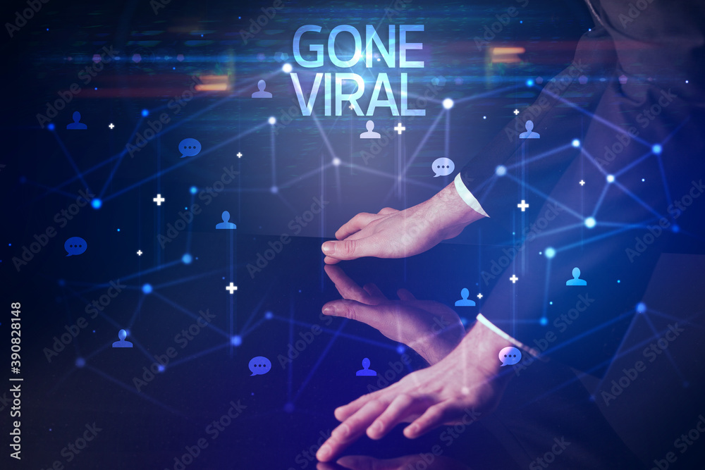Navigating social networking with GONE VIRAL inscription, new media concept Navigating social networking with GONE VIRAL inscription, new media concept