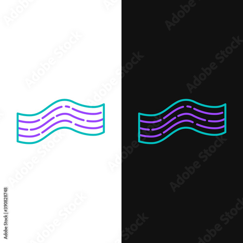 Line Bacon stripe icon isolated on white and black background. Colorful outline concept. Vector.