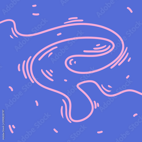 abstract illustration of pink lines on blue background