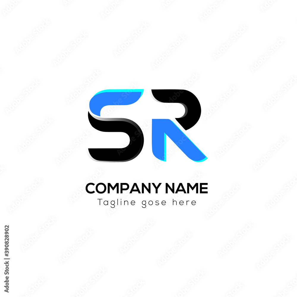 SR letter Alphabet logo.  S R vector logo