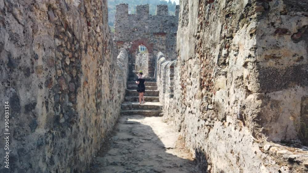 Walking on the walls of an old castle and fortress in Alanya, Turkey Walking on the walls of an old castle and fortress in Alanya, Turkey