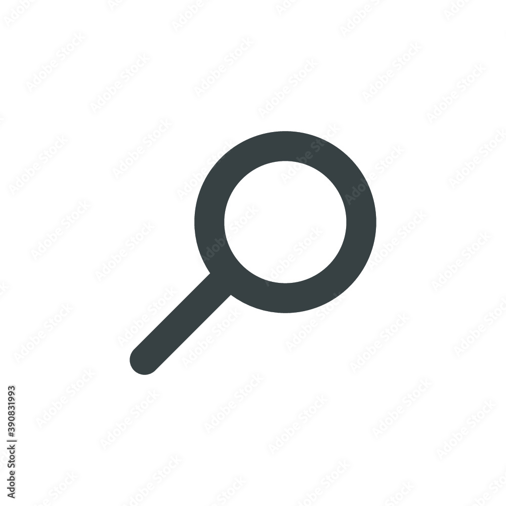 Black and white isolated illustration of magnifying glas icon Black and white isolated illustration of magnifying glas icon