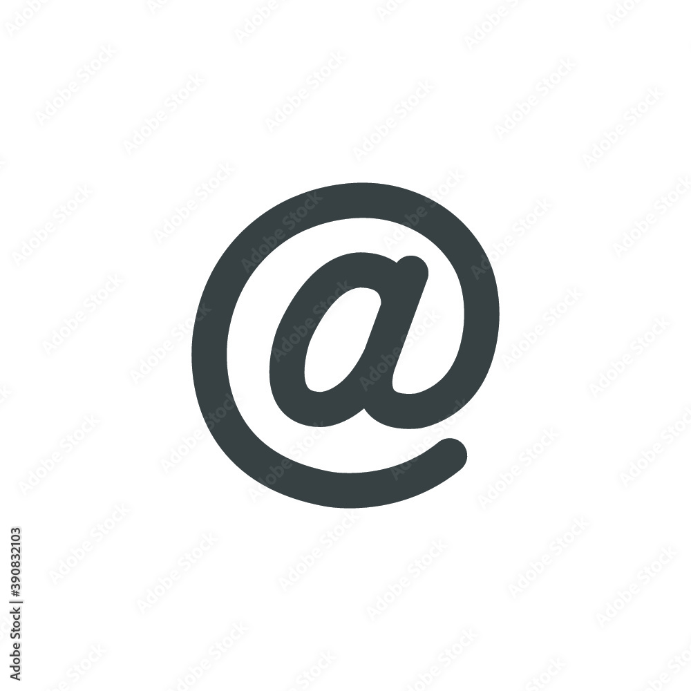 Black and white isolated illustration of at icon Black and white isolated illustration of at icon