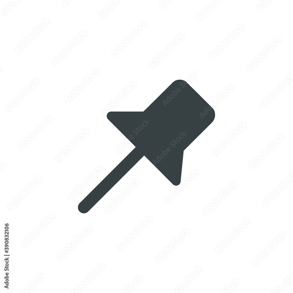 Black and white isolated illustration of pin icon Black and white isolated illustration of pin icon