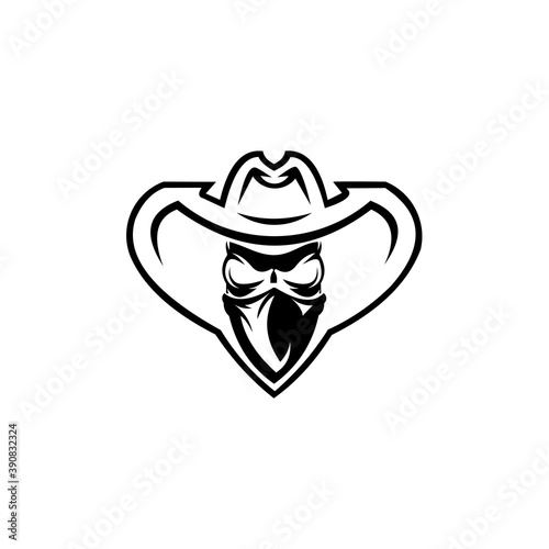 Cowboy with Scarf Mask illustration. Cowboy hat and scarf.