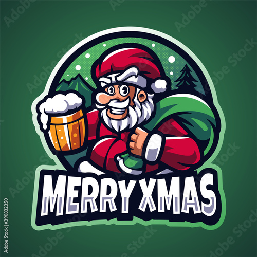 Santa esport mascot logo design