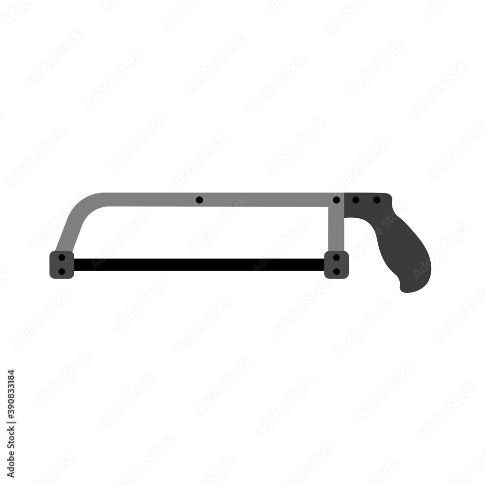 Hacksaw icon on white background. Silhouette vector in flat design. Hacksaw icon on white background. Silhouette vector in flat design.