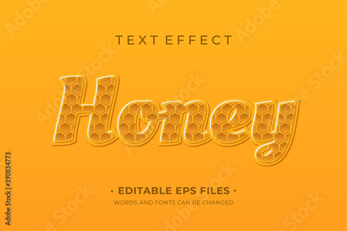 Editable text effect. Honey text effect with honeycomb pattern.