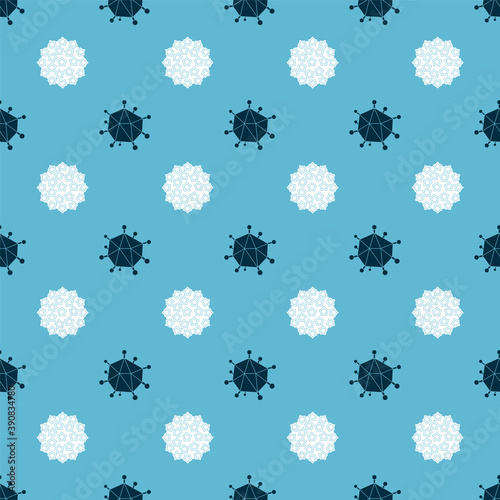 Set Virus and Virus on seamless pattern. Vector.