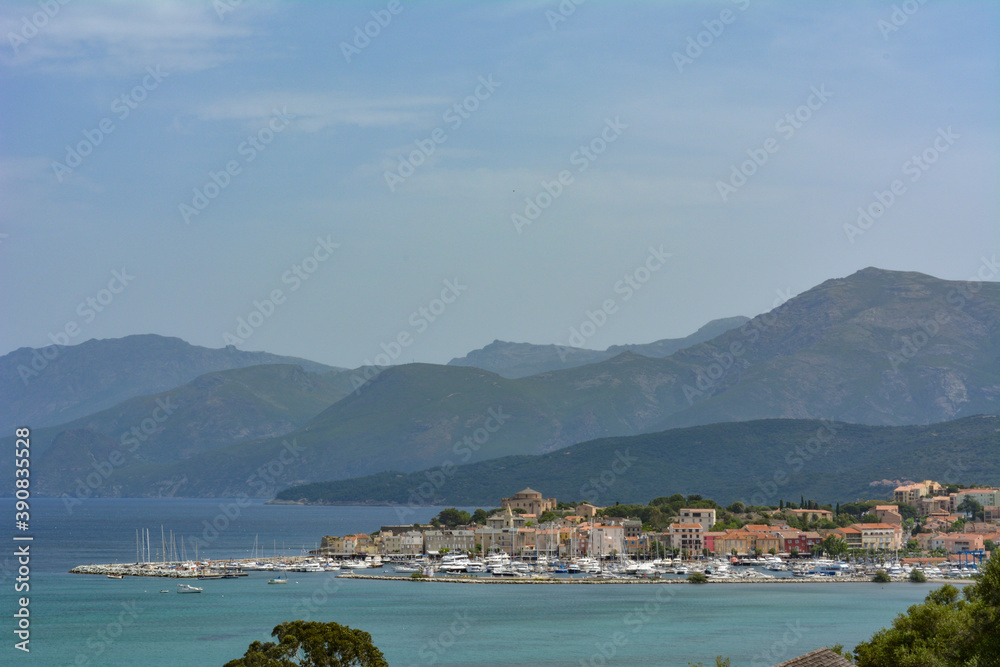 View of Saint Florent, in the upper coast of Corsica island, France
