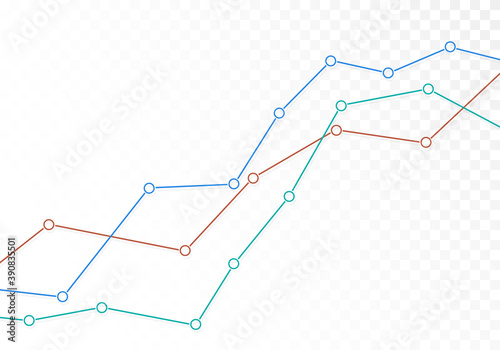Illustration of a transparent line growing graph. Suitable as a background for a banner about stock trading and the economy. Space for your text, vector