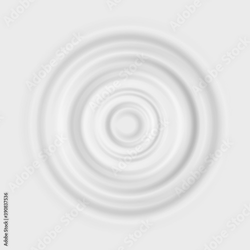 Milk ripple. Realistic drop falling on cream dairy product. Circle waves on surface of white liquid. Concentric rounds on yogurt, lotion or paint. Beverage advertising template, vector splash effects