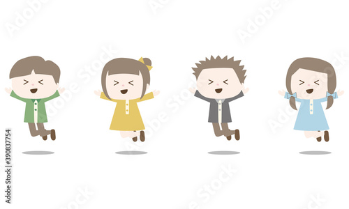 ジャンプする男の子と女の子4