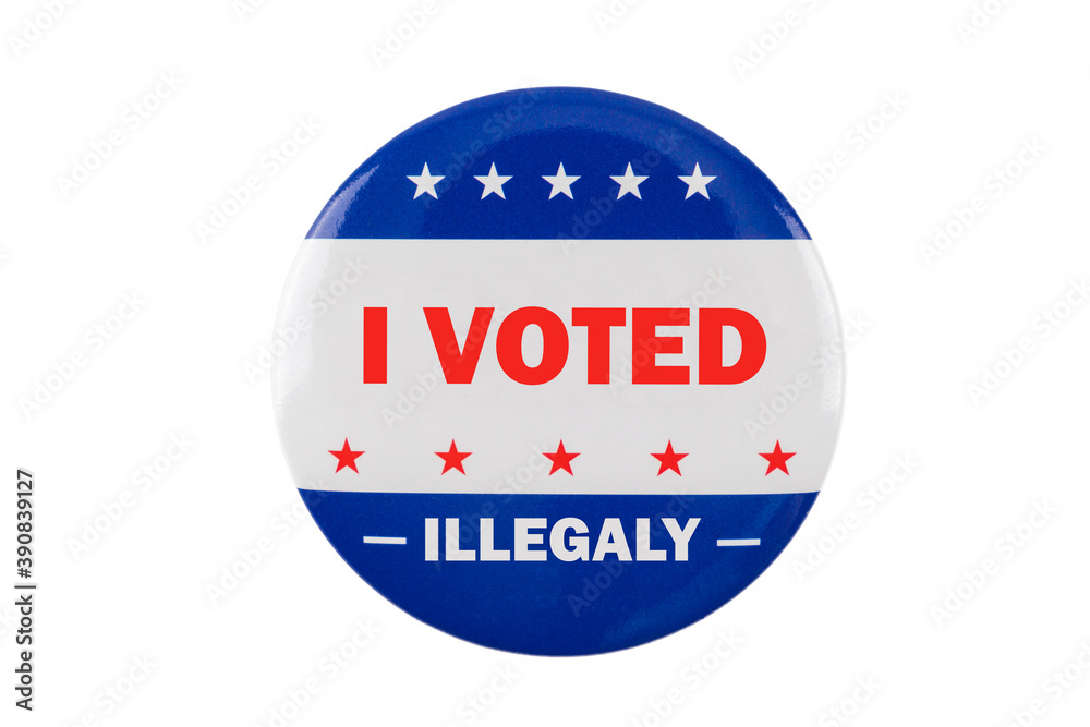 i voted illegaly text on pin isolated on white background to simulate the 2020 presidential election. i voted illegaly text on pin isolated on white background to simulate the 2020 presidential election.