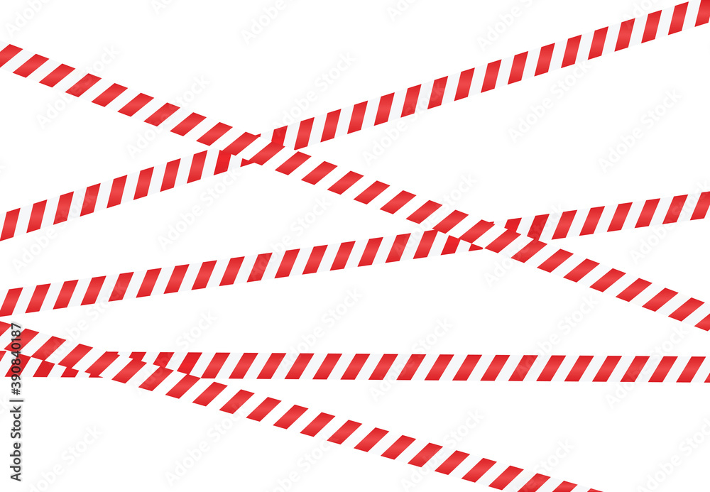 Red and white tape. vector illustration